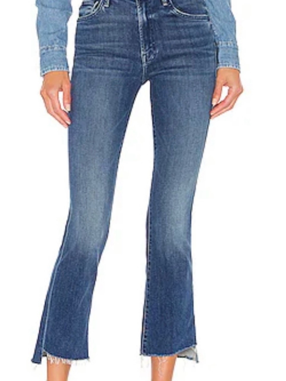 MOTHER The Insider Crop Step Fray Wish on A Star Dark Wash Women Size 25 Raw Hem